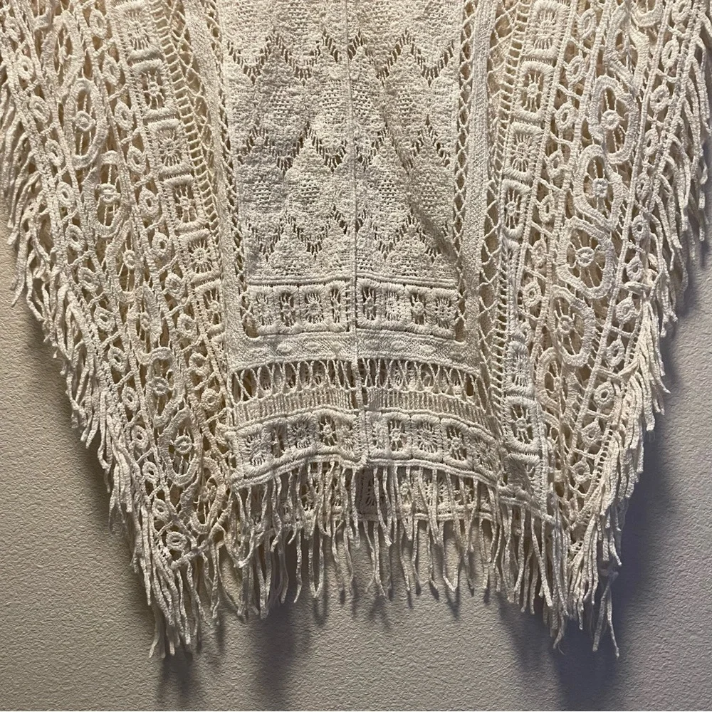 Mauricies Womens Sheer Crochet Lace Blouse Fridge White Floral Top Size S